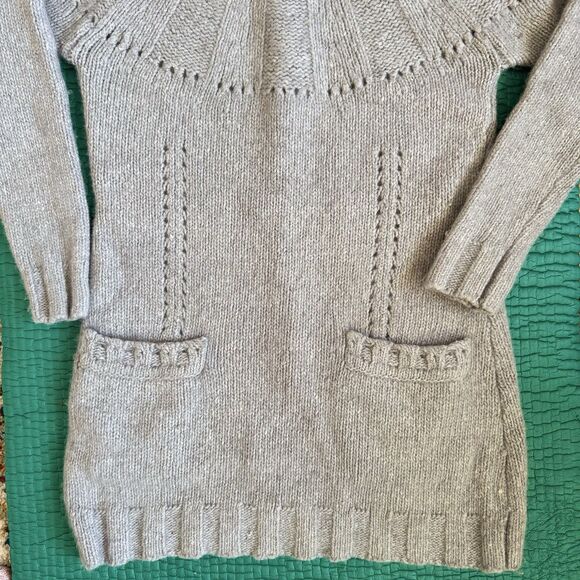 Sundance Turtleneck Sweater Long MEDIUM Merino Wool Grey Mixed Media Cozy & Soft - Picture 10 of 16